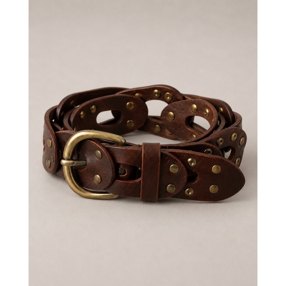 Western Gothic Indie Sleaze Studded Leather Link Belt Y2K Coastal Cowgirl 39"